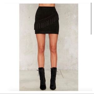 Tassel suede mini skirt